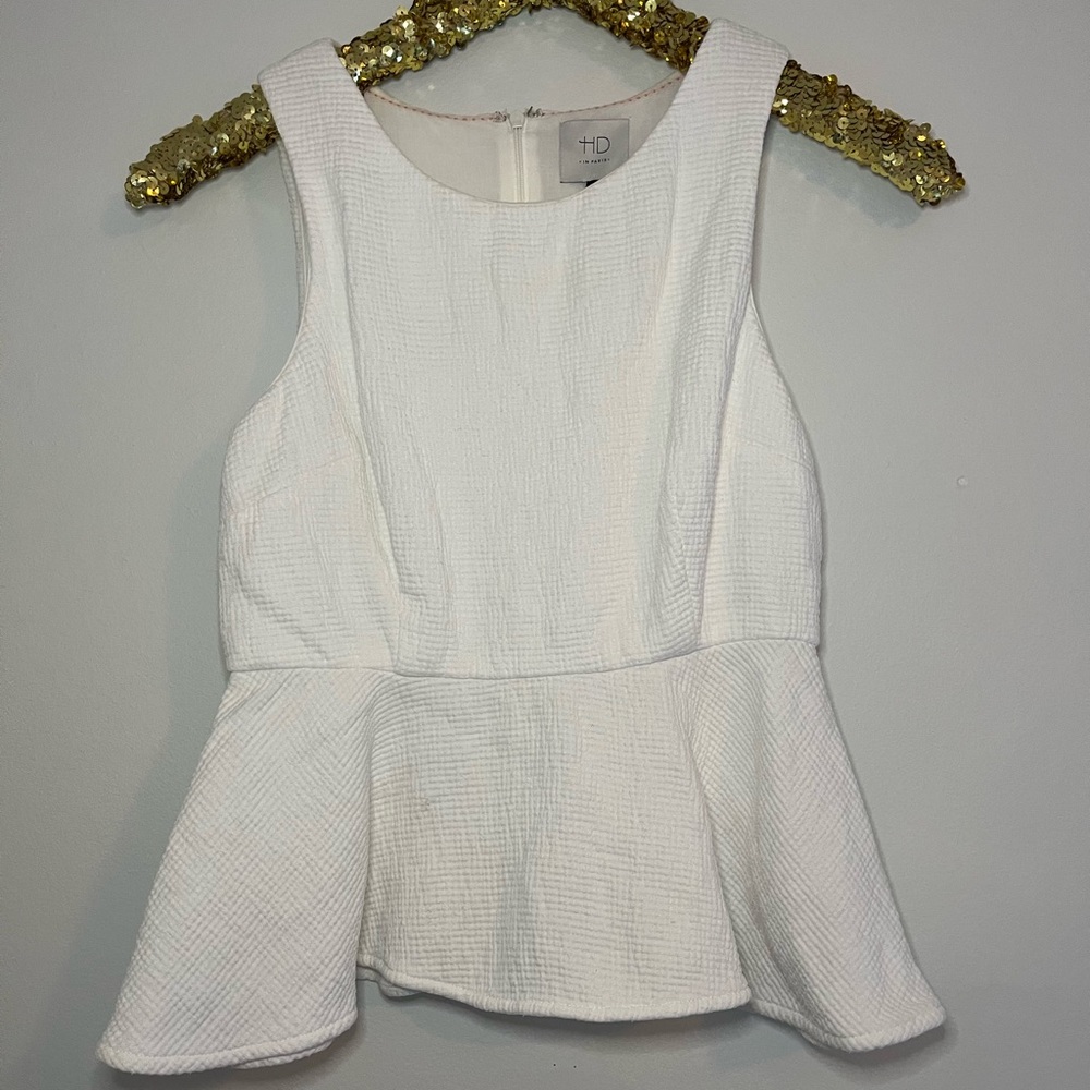 Anthropologie HD in Paris White Peplum Tank Size 0